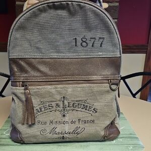 Casual Canvas & Leather Bacpack